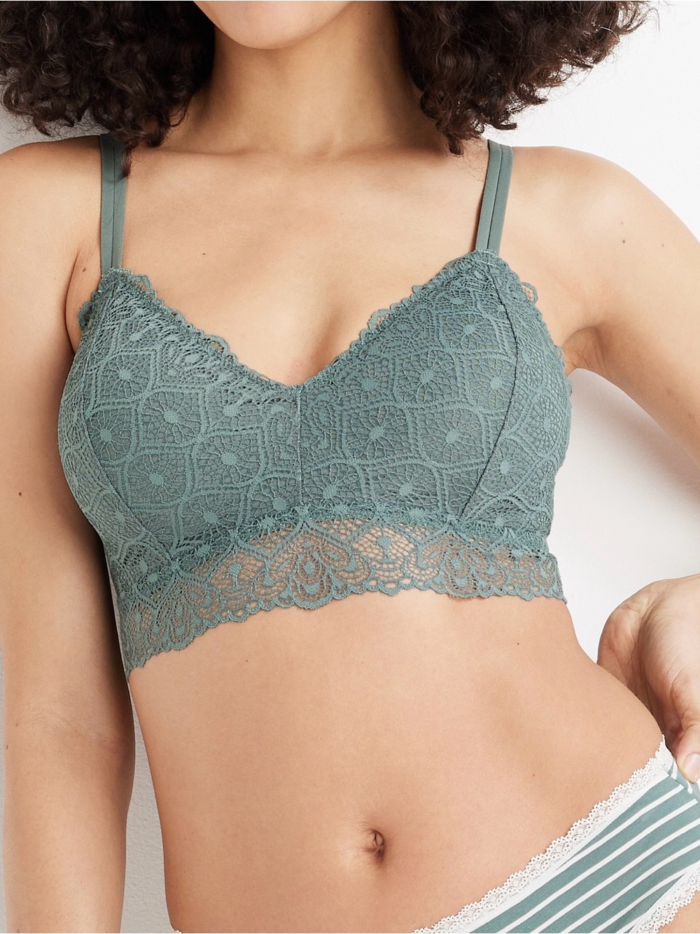 Maurices Lace Bralette Light Dusty Teal Pullover Padded Wireless Large Women’s